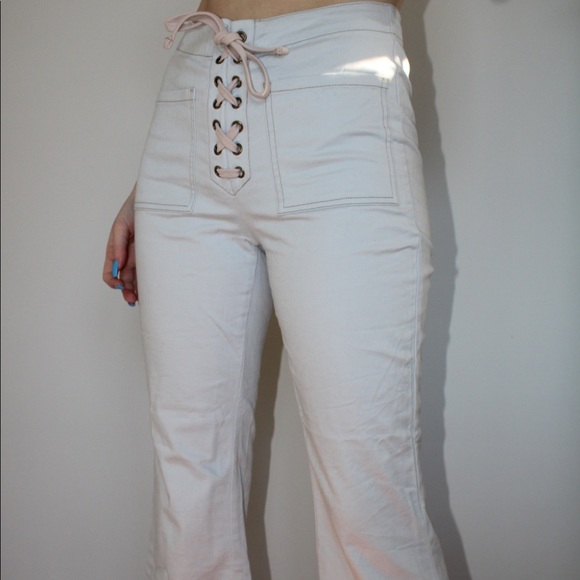 Urban Outfitters Light Blue Lace Up Flared Jeans - Picture 1 of 5